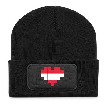 Pixel Heart Austria Flag - Recycled Patch Beanie - black - Front
