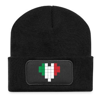 Pixel Heart Italy Flag - Recycled Patch Beanie - black - Front