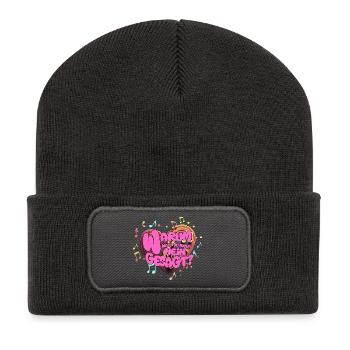 Herz Musik Schlagermusik Kelly Kaiser Liedtext - Recycelte Patch Beanie - Dunkelgrau - Vorne