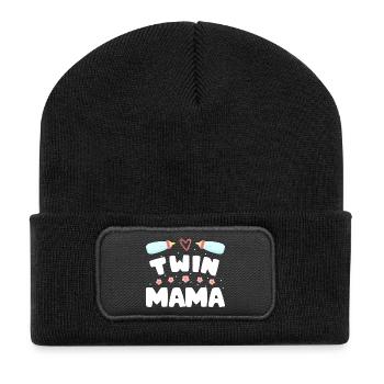 Maman jumelle Grossesse Maman de jumeaux - Beanie recyclé à patch - noir - Devant