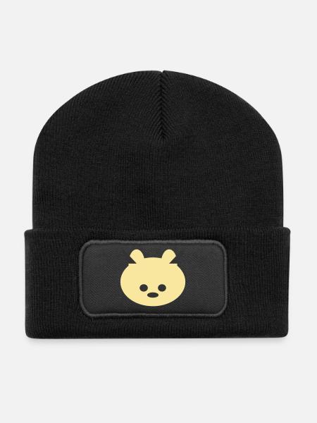 Horned Bear Cuddly Icon - Recycled Patch Beanie - black