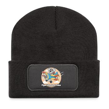 Koala Fliegerabenteuer - Recycelte Patch Beanie - Dunkelgrau - Vorne