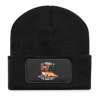 Chien Yoga: I'm Down Dog - Beanie recyclé à patch - noir - Devant