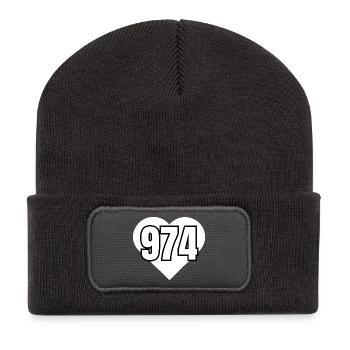 Coeur 974 Numerique en Nombres - Beanie recyclé à patch - charbon - Devant