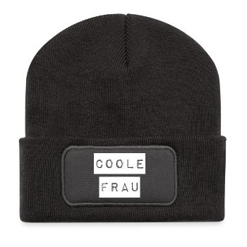 So sieht ein coole Frau aus - Recycelte Patch Beanie - Dunkelgrau - Vorne