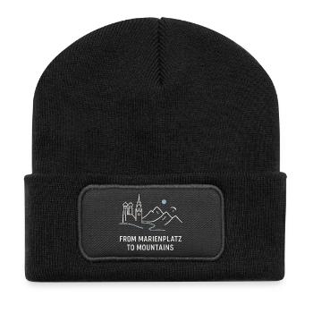 From Marienplatz to Mountains München - Recycelte Patch Beanie - Schwarz - Vorne