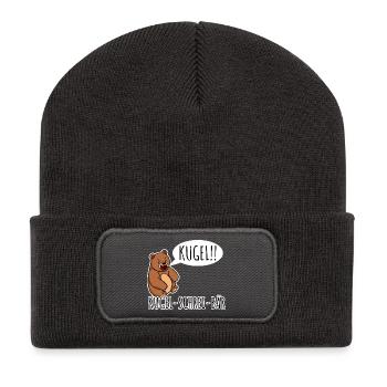 Kugelschrei-Bär Ein Bär der Kugel schreit! Random - Recycelte Patch Beanie - Dunkelgrau - Vorne