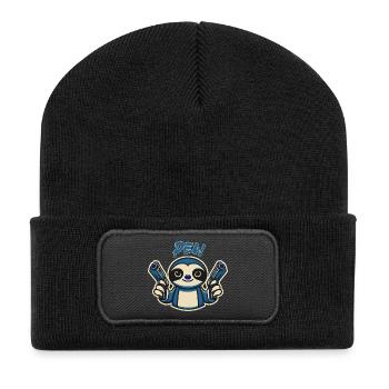Cute Sloth Pew - Recycelte Patch Beanie - Schwarz - Vorne