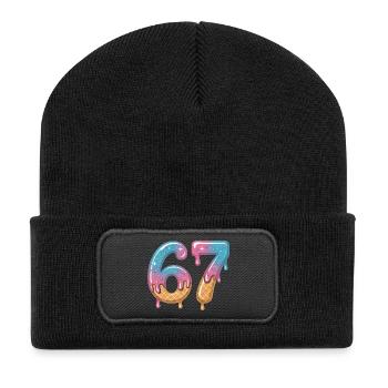 67 Eiscreme Tropfen - Recycelte Patch Beanie - Schwarz - Vorne