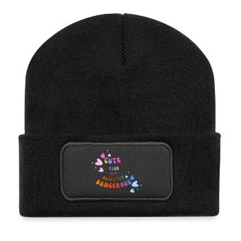 design mignon - Beanie recyclé à patch - noir - Devant