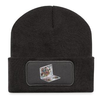 Transparente CAD-Schaltkreiskunst beim Laptop - Recycelte Patch Beanie - Dunkelgrau - Vorne