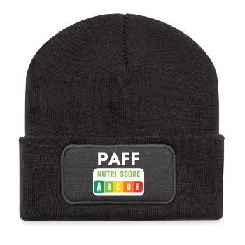 PAFF Nutriscore A – Schräger Humor - Recycelte Patch Beanie - Dunkelgrau - Vorne
