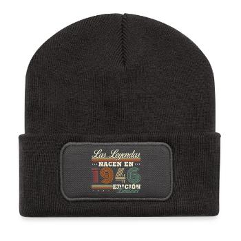 80 Jahr 1946 Vintage Retro Geburtstag - Recycelte Patch Beanie - Dunkelgrau - Vorne