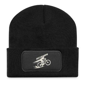 Fast Grandpa Mountainbike E-Bike Geschenk für Opa - Recycelte Patch Beanie - Schwarz - Vorne