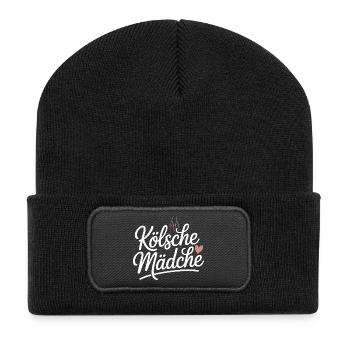 Kölsche Mädche Karneval Köln Kölle Kölsch Mädchen - Recycelte Patch Beanie - Schwarz - Vorne
