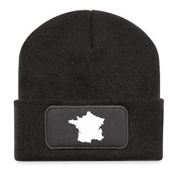 Carte Française Silhouette - Beanie recyclé à patch - charbon - Devant