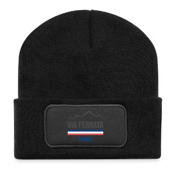 Klettersteig Frankreich - Recycelte Patch Beanie - Schwarz - Vorne
