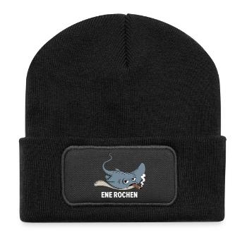 Ene Rochen Raucher Spruch Zigarette Kippe Rauchen - Recycelte Patch Beanie - Schwarz - Vorne