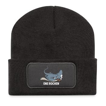 Ene Rochen Raucher Spruch Zigarette Kippe Rauchen - Recycelte Patch Beanie - Dunkelgrau - Vorne