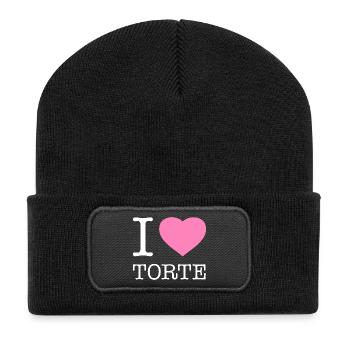 J’adore le gâteau - Beanie recyclé à patch - noir - Devant