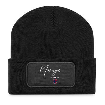 Norwegischer Stolz, norwegisches Erbe - Recycelte Patch Beanie - Schwarz - Vorne