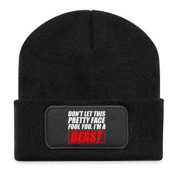 Joli visage drôle lutteur - Beanie recyclé à patch - noir - Devant