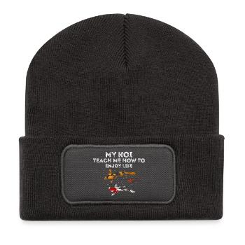 My Koi Teach Me How to Enjoy Life Peace Zen Humor - Recycelte Patch Beanie - Dunkelgrau - Vorne