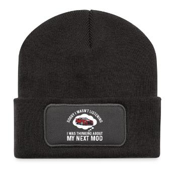 Thinking About My Next Mod Funny Racing Car Quote - Recycled Patch Beanie - dark grey - Front