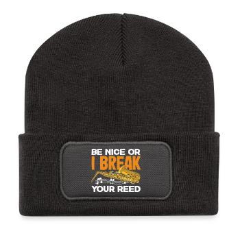 Saxophone - Beanie recyclé à patch - charbon - Devant