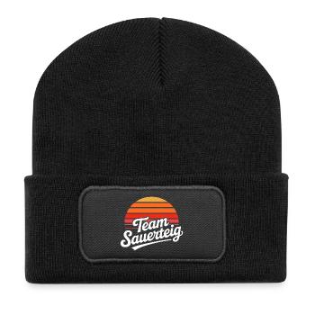 Team Sauerteig Sonnenuntergang - Recycelte Patch Beanie - Schwarz - Vorne