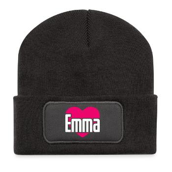 J’aime Emma Coeur rose J’aime Emma - Beanie recyclé à patch - charbon - Devant