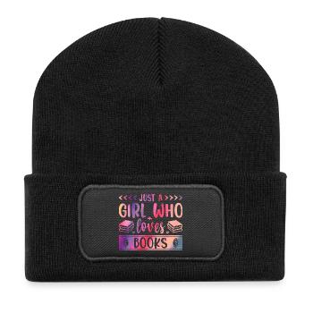 Just a girl who loves books - Recycelte Patch Beanie - Schwarz - Vorne