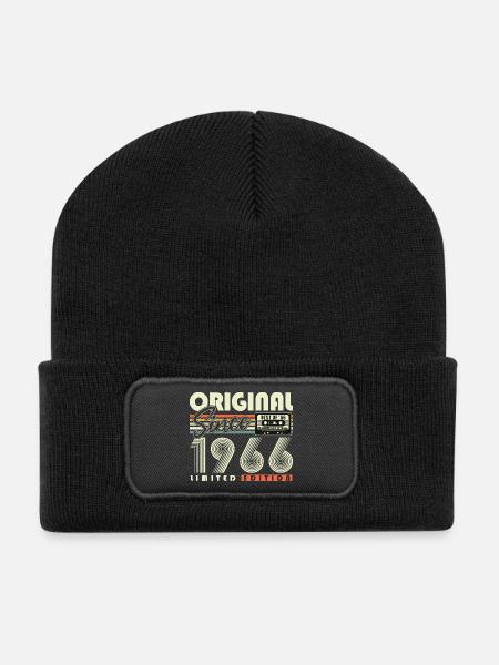 Original 1966 Jahrgang Vintage Geburtstag Retro - Recycelte Patch Beanie - Schwarz