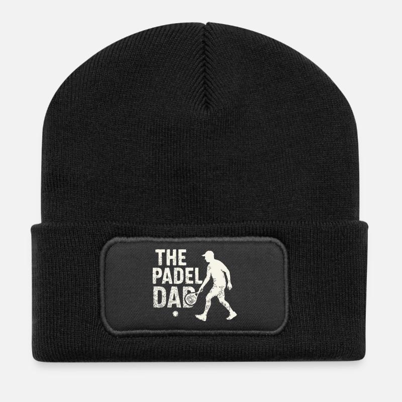 The Padel Dad - Recycelte Patch Beanie - Schwarz