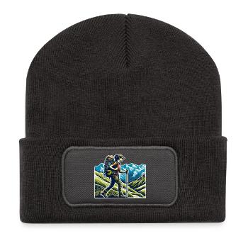 Randonnée pour randonneurs - Beanie recyclé à patch - charbon - Devant