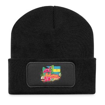 Bahamas Retro Karibik Insel mit Flamingo Souvenir - Recycelte Patch Beanie - Schwarz - Vorne