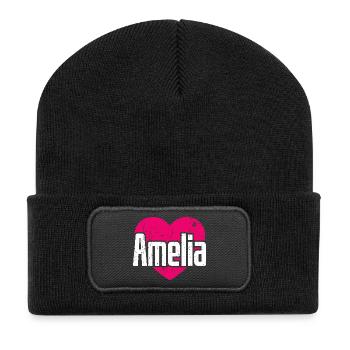 J’aime Amelia Coeur rose J’aime Amelia - Beanie recyclé à patch - noir - Devant