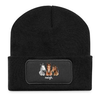 Pferde wiehern – Lustiges Wiehern für Pferdeliebha - Recycelte Patch Beanie - Schwarz - Vorne