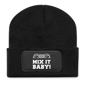 Motif Mix It Baby DJ sur les vêtements - Beanie recyclé à patch - noir - Devant