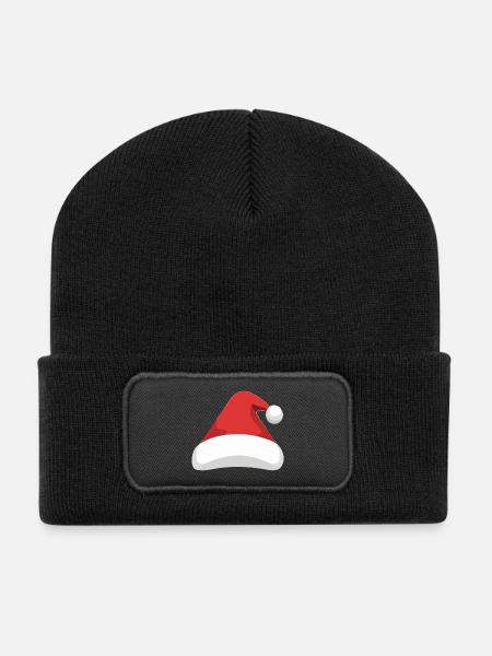 Elf Hat Santa Hat - Recycled Patch Beanie - black