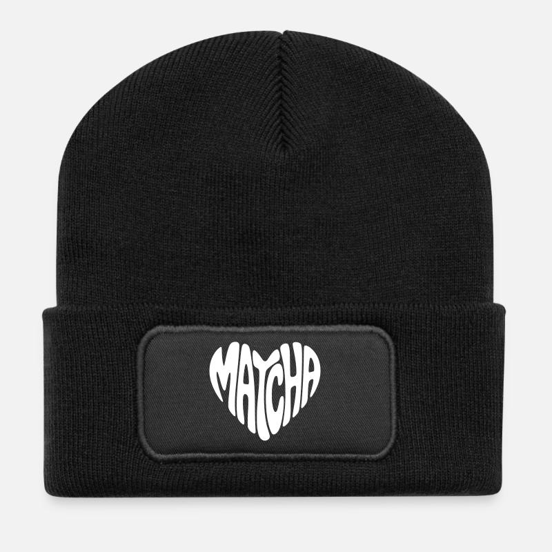 Cœur Matcha - Beanie recyclé à patch - noir