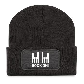 Rock auf Klaviertasten - Recycelte Patch Beanie - Dunkelgrau - Vorne