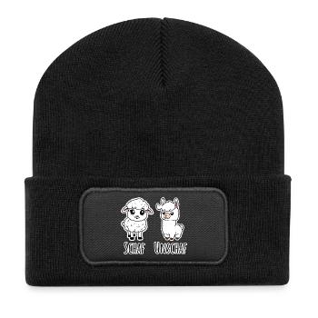 Schaf und nicht Schaf (Unschaf) - Lama kein Schaf - Recycelte Patch Beanie - Schwarz - Vorne