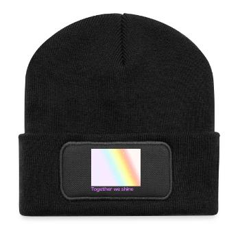 Pride / CSD / LGBTQ+ Design "together we shine" - Recycelte Patch Beanie - Schwarz - Vorne