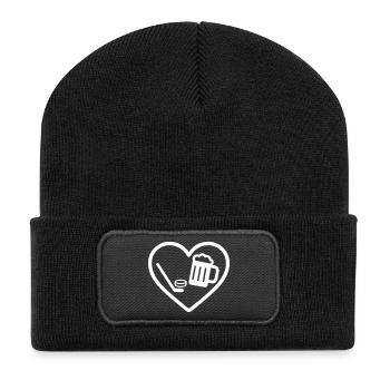 Heart Hockey Beer - Recycled Patch Beanie - black - Front