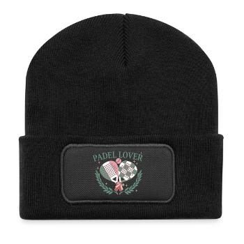 Padel Racket Lover für Padelspieler - Recycelte Patch Beanie - Schwarz - Vorne