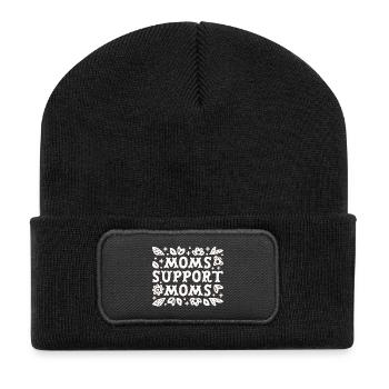 Zitate von Müttern unterstützen Mütter - Recycelte Patch Beanie - Schwarz - Vorne