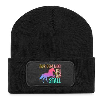 Écartez-vous, je dois aller à l’écurie - Beanie recyclé à patch - noir - Devant