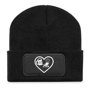 Heart Beer Retirement Humor - Recycled Patch Beanie - black - Front
