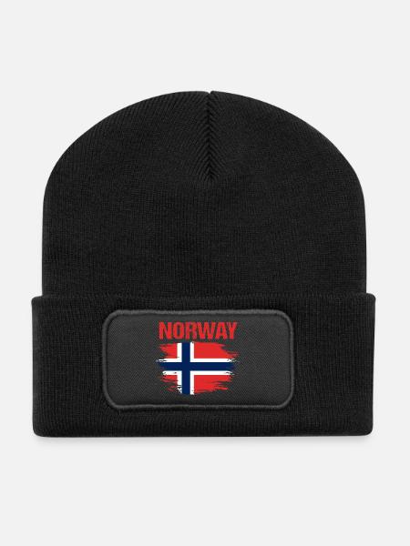 Norwegen Oslo Skandinavien Norweger - Recycelte Patch Beanie - Schwarz